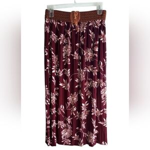 Anna Morgan Floral Burgundy Maxi Skirt